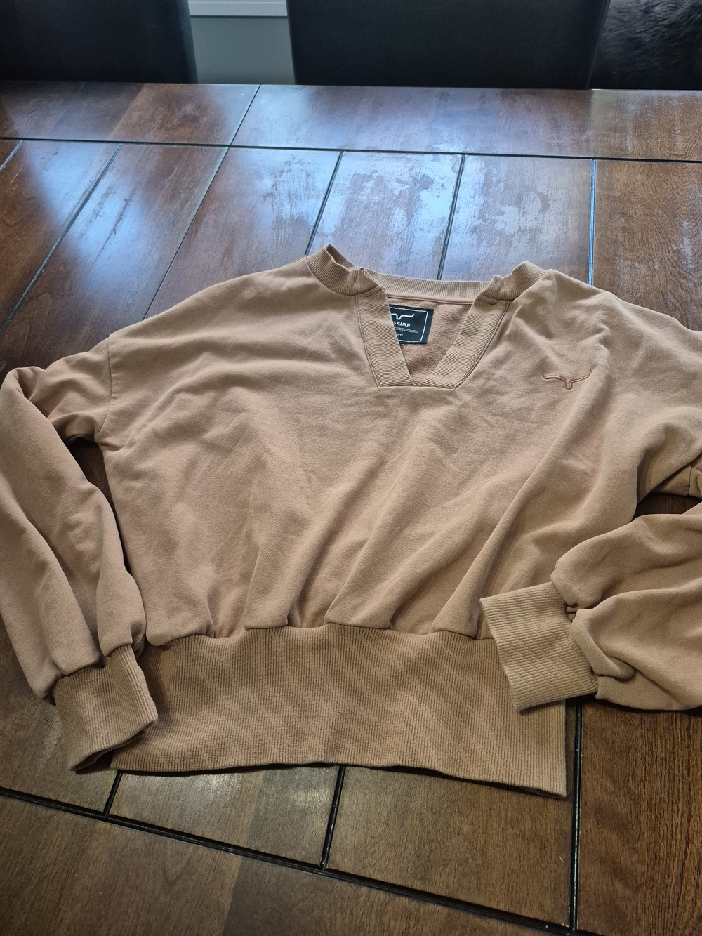 Kimes Ranch Brushed Taupe V-Neck CroppedSweater